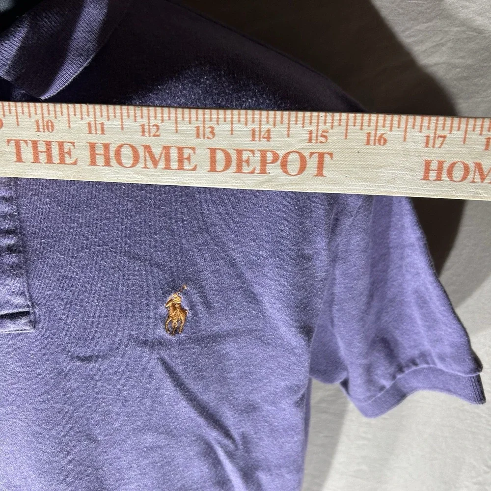 Polo Ralph Lauren Mens Small Purple Heather Polo Shirt Orange Pony 100% Cotton